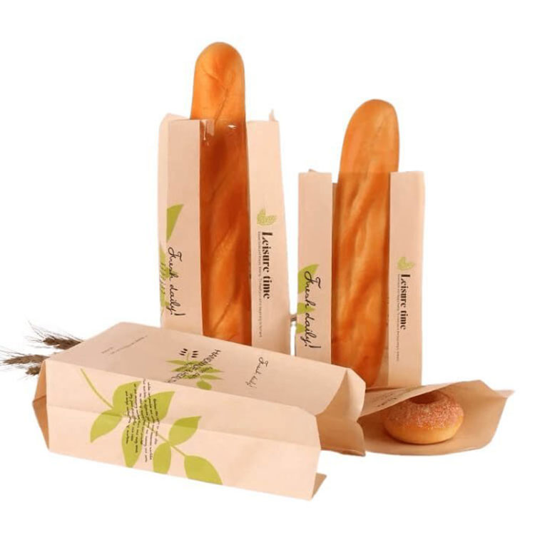 Beg kertas roti baguette dengan tingkap